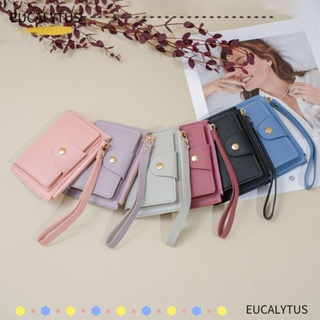 Eutus กระเป๋าใส่เหรียญ หนัง PU สีพื้น เรียบง่าย แบบพกพา สําหรับผู้หญิง