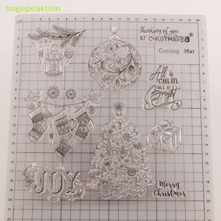 Hugepeaktion แสตมป์ยางซิลิโคนใส ลายคริสต์มาส สําหรับตกแต่งสมุดภาพ DIY