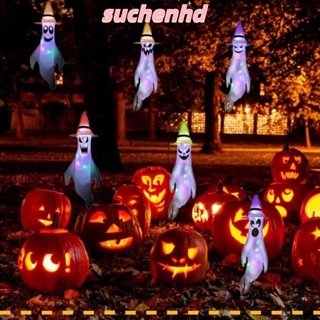 Suchenhd ถุงเท้าผ้าโพลีเอสเตอร์ เรืองแสง ทนทาน พร้อมหมวก สําหรับตกแต่งปาร์ตี้ฮาโลวีน