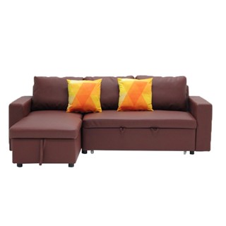 [กทม. 3-5 วัน ส่ง] Koncept furniture โซฟาเข้ามุมซ้าย รุ่น Roxy สีน้ำตาลเข้ม (231x145x85 ซม.)