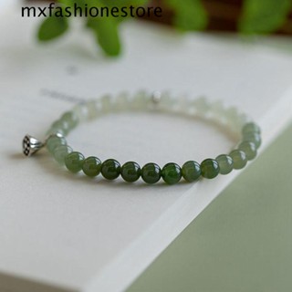 Mxfashione สร้อยข้อมือลูกปัด ปรับได้ คําภาษาจีน เรียบง่าย กําไลมรกต ดอกบัว จี้ สไตล์จีน เครื่องประดับ สีเขียว โซ่มือ ผู้หญิง