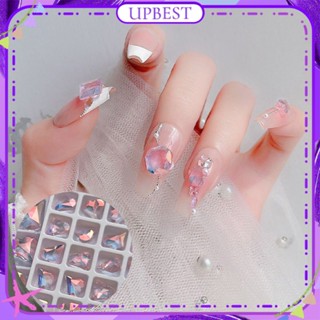 ♕ 1 ชิ้น Nail Art Rose เจาะสีชมพูชี้ด้านล่างเจาะเครื่องประดับรูปพิเศษน้ำแข็งโปร่งใส 3d เพชรตกแต่งเล็บเครื่องมือแต่งเล็บสำหรับร้านเล็บ 12 แบบ UPBEST