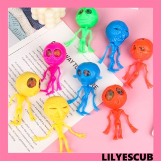 Lilyescub ลูกบอลบีบหัวกะโหลก ยืดหยุ่น เด้งกลับช้า สร้างสรรค์ สไตล์โกธิค ของเล่นฮาโลวีน สําหรับตกแต่ง