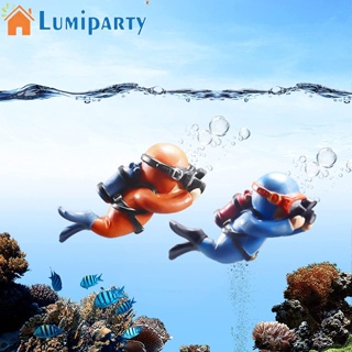 Lumiparty ตุ๊กตาปลาลอยน้ําน่ารัก ปรับตําแหน่งได้ สําหรับตกแต่งตู้ปลา สระว่ายน้ํา 2 ชิ้น