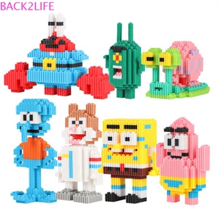 Back2life บล็อกตัวต่อ Spongebobed เกมสมอง พลาสติก ของเล่นสําหรับเด็ก ของขวัญ โมเดลการ์ตูน ประกอบโมเดล ชุดอิฐ