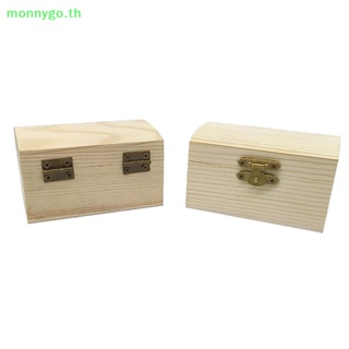 Monnygo กล่องไม้เปล่า ทรงสี่เหลี่ยม สไตล์วินเทจ สําหรับใส่เครื่องประดับ งานฝีมือ DIY