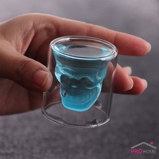 Prohome แก้วดับเบิ้ลวอลล์ ทรงหัวกระโหลก  แก้วช็อต  ดีไซน์สวย 25ml Skeleton Cup