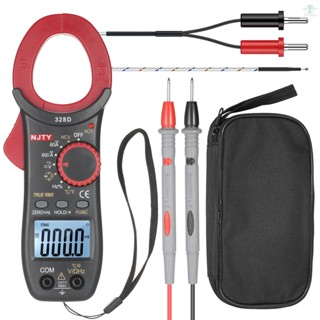 NJTY 328D 600A AC Clamp Meter Auto Range 6000 Counts 1.6-inch LCD Digital AC True RMS NCV Clamp Type Universal Meter Multipurpose for Measuring AC/DC Current AC/DC Voltage Temperature Resistance Frequency Capacitance Diodes and Buzzer