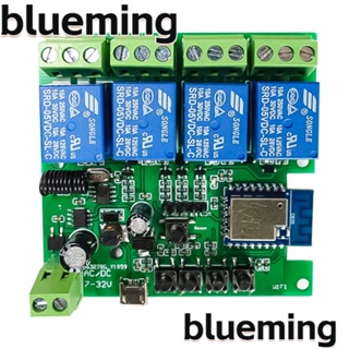 Blueming2 โมดูลสวิตช์ไฟอัจฉริยะ สามโหมด พลาสติก สีฟ้า 4 ช่องทาง รีโมตทองแดง ทนทาน 2.4Gwifi DC7-32V