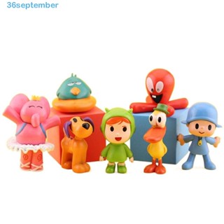 September โมเดลฟิกเกอร์ PVC รูปการ์ตูนเป็ด POCOYO ช้าง นก POCOYO 7 ชิ้น ต่อชุด