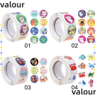 Valour สติกเกอร์ฉลาก ลายการ์ตูนน่ารัก สําหรับติดตกแต่งเครื่องเขียน 500 ชิ้น ต่อม้วน
