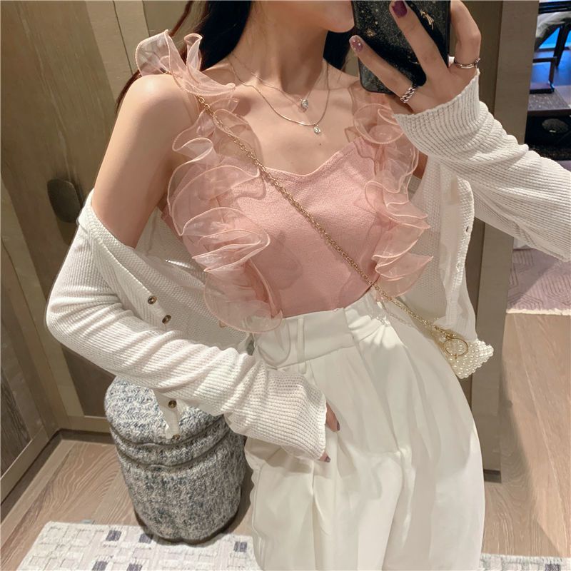 พร้อมส่ง เสื้อสายเดี่ยวเซ็กซี่ ตัวสั้น แต่งกระจก แฟชั่นฤดูร้อน สําหรับผู้หญิง