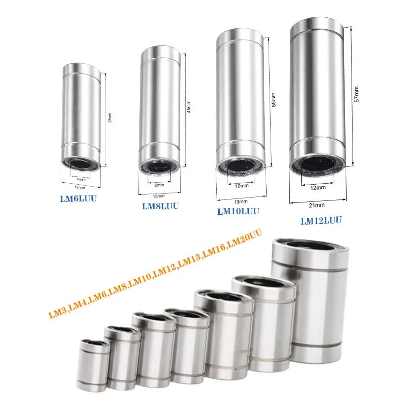4/10pc LM6UU LM8UU LM10UU LM8LUU LM6LUU LM12UU LM3UU LM4UU LM14UU Long Type 8mm Linear Ball Bearing 