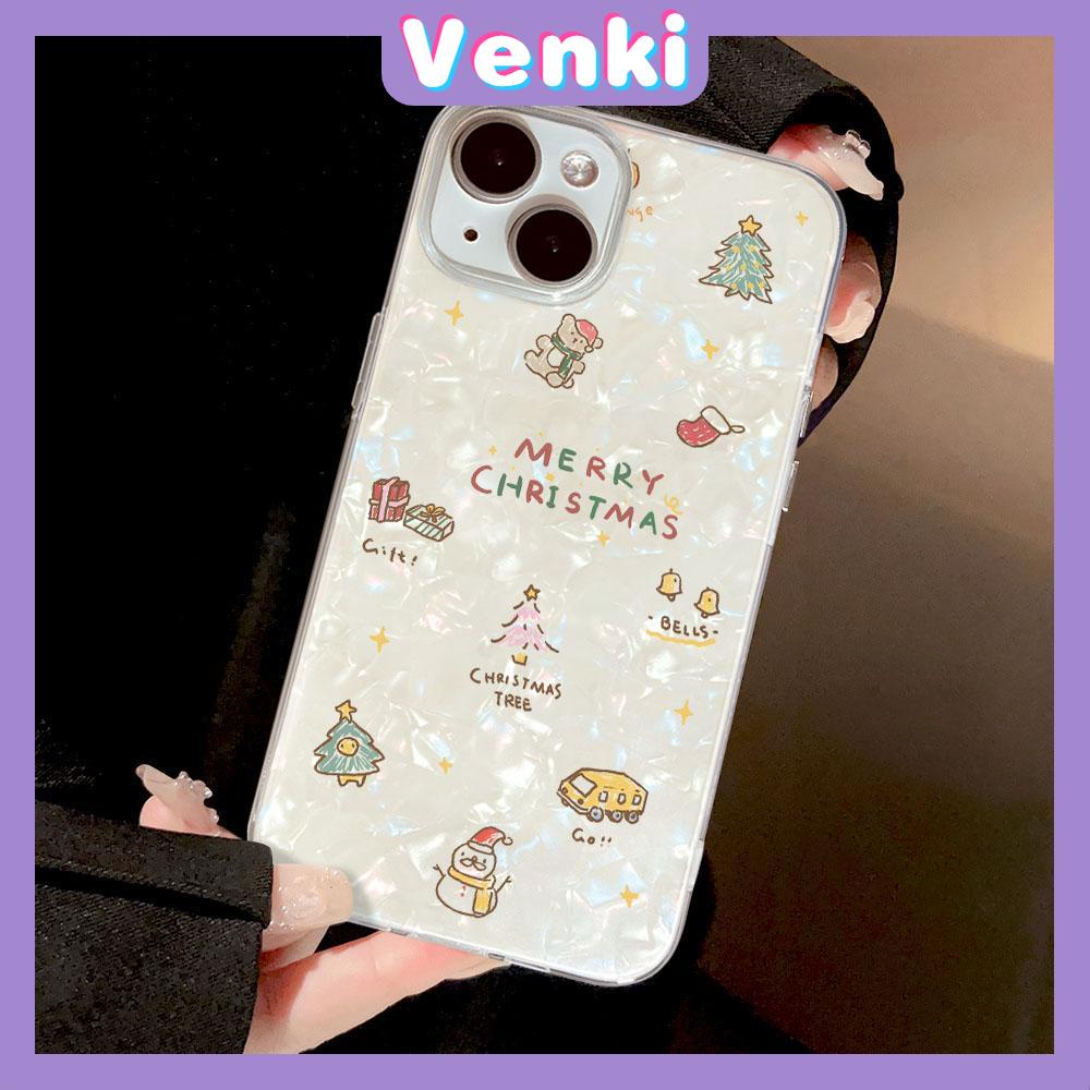 VENKI - เข้ากันได้สำหรับ เคสไอโฟน เคสไอโฟน11 เคส iphone 11 กรณี CLEAR กรณีเชลล์รูปแบบกระดาษแข็ง TPU Soft Christmas Tree Snowman เข้ากันได้กับ iPhone 15 14 PRO MAX 13 PRO MAX 12 XR XS MAX 7Plus 8 PLUS