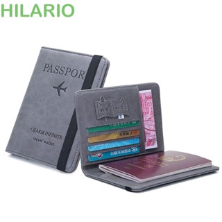 Hilario ปกหนังสือเดินทาง ปกหนัง PU แบบพกพา อุปกรณ์เสริมการเดินทาง ธุรกิจ บล็อก RFID กระเป๋าสตางค์ เอกสาร บัตรประจําตัว บัตรธนาคาร กระเป๋าหนังสือเดินทาง