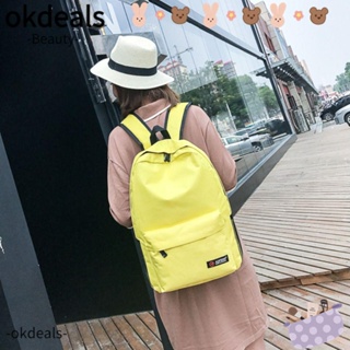 Okdeals กระเป๋าเป้สะพายหลัง กระเป๋านักเรียน โพลีเอสเตอร์ 10 สี มีซิป คุณภาพสูง ล้างทําความสะอาดได้