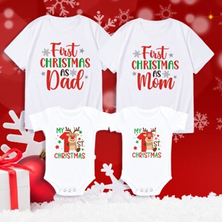 ชุดรอมเปอร์ เสื้อยืด พิมพ์ลาย My 1st Christmas สําหรับครอบครัว แม่ และลูก