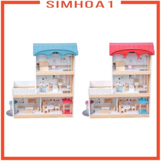 [Simhoa1] บ้านตุ๊กตาไม้ ของเล่นสําหรับเด็ก