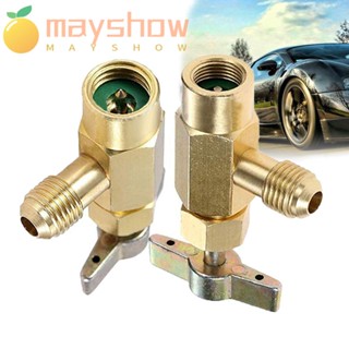 Mayshow R134A กระป๋องแตะเครื่องปรับอากาศ ทองเหลือง ปิดผนึกในตัว สําหรับยานพาหนะ
