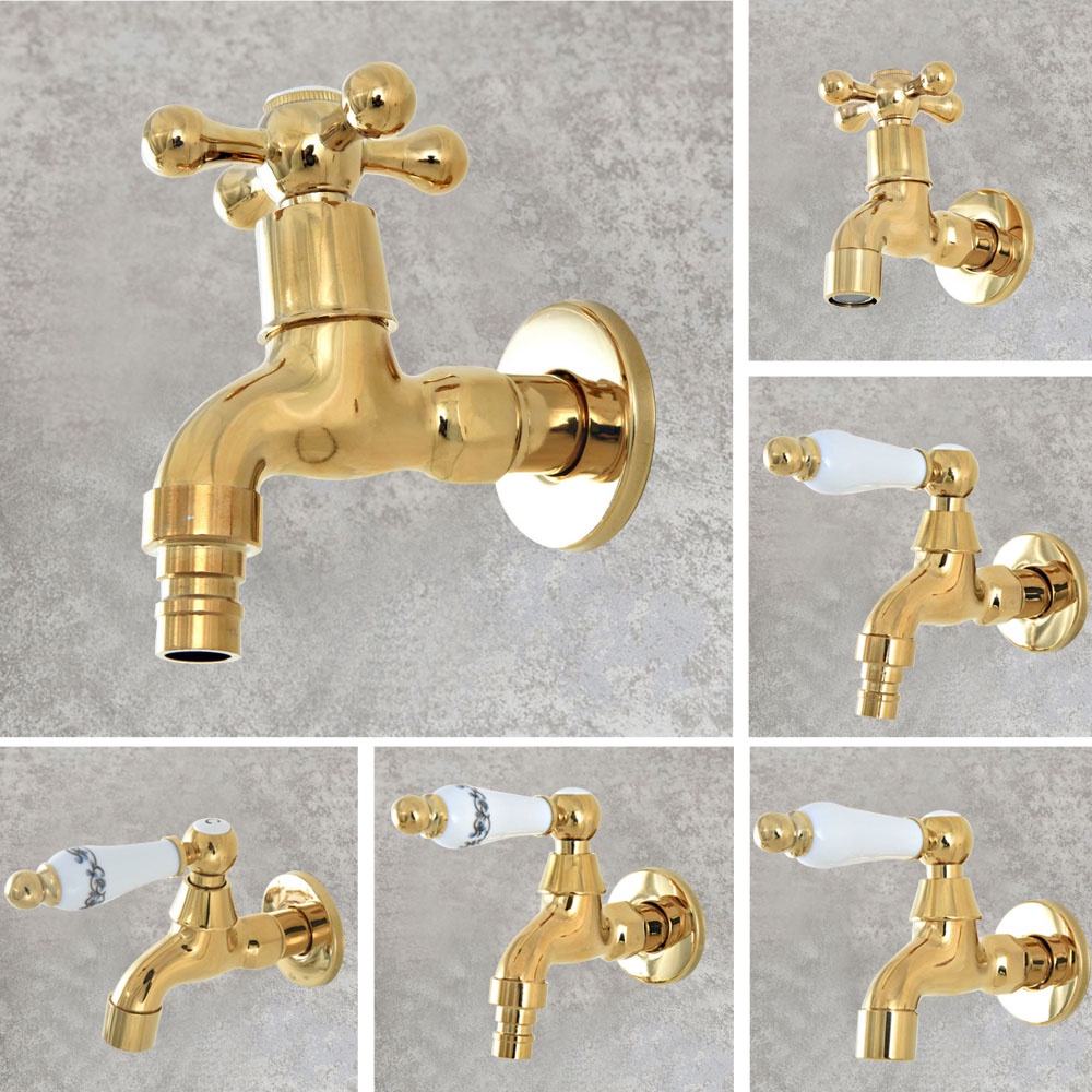 ติดผนังทองเหลืองเดี่ยวเย็นแตะ ก๊อกน้ํากลางแจ้งสวนผนัง บิบค็อก แตะห้องน้ําเครื่องซักผ้า ซับ แตะก๊อกน้