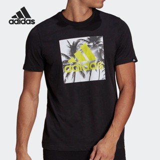 Adidas ของแท้ 100% เสื้อยืดคอกลม แขนสั้น พิมพ์ลายโลโก้ ทรงหลวม สไตล์มินิมอล สําหรับผู้ชาย GL3232 33