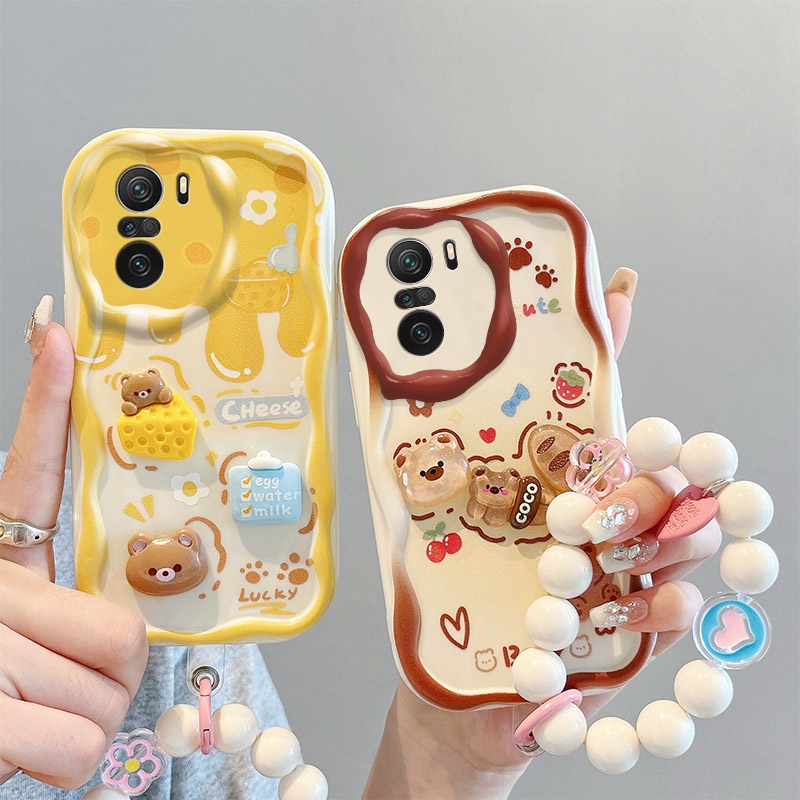 เคส poco f3 เคสโทรศัพท์มือถือ กันกระแทก ลายการ์ตูนครีม 3D น่ารัก แฟชั่น สําหรับ poco f3