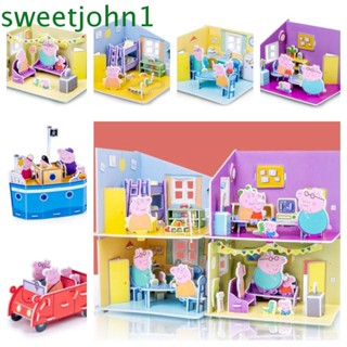 Sweetjohn จิ๊กซอว์ตัวต่อ รูปรถยนต์ หมูจอร์จ 3D ของเล่นเสริมการเรียนรู้ เพื่อความปลอดภัย สําหรับห้องนอน ห้องนั่งเล่น DIY