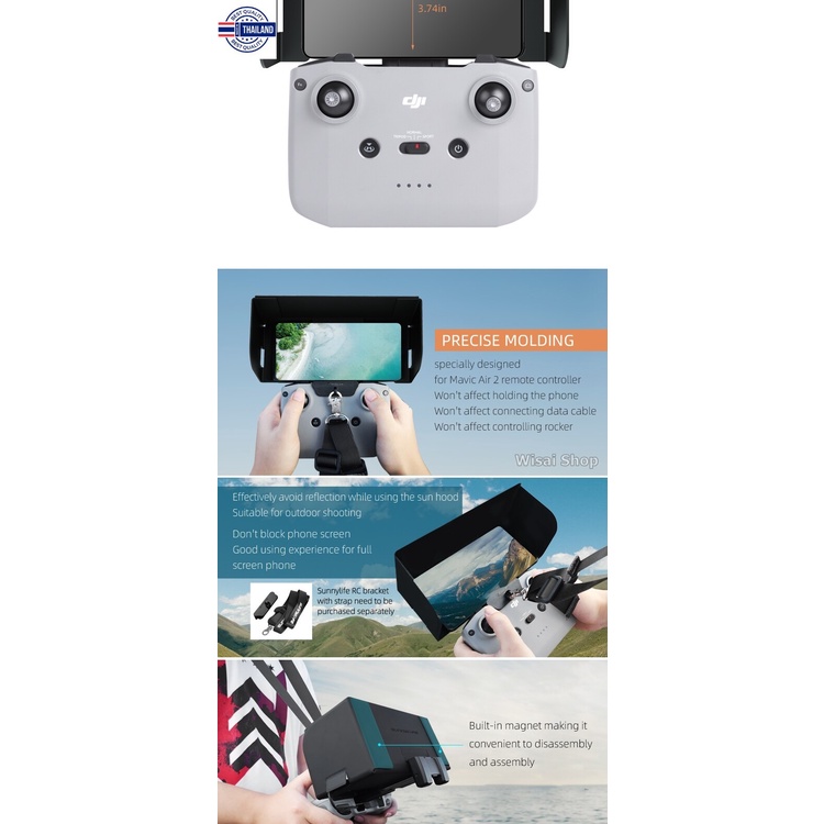 Sunnylife ฮู้ดังแดดหน้าจอมอนิเตอร์ Remote Control Monitor / Mobile Phone Foldable Sunshade Hood สำหรั DJI Mavic Air 2 /