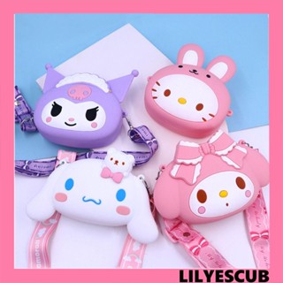 Lilyescub กระเป๋าสตางค์ กระเป๋าใส่เหรียญ ใส่บัตรได้ ลายการ์ตูนแมว Kuromi Kt Cat Cinnamonroll น่ารัก มีซิป