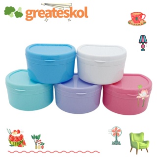 Greateskol กล่องพลาสติกเก็บฟันปลอม แบบพกพา หลายสี