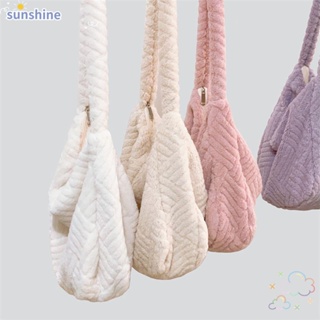 Ssunshine กระเป๋าถือ กระเป๋าช้อปปิ้ง มีซิป ขนาดใหญ่ จุของได้เยอะ ลายทาง สีพื้น สําหรับผู้หญิง 2023