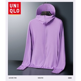 Uniqlo เสื้อแจ็กเก็ตแขนยาว มีฮู้ด กันแดด ป้องกันรังสียูวี สําหรับผู้หญิง