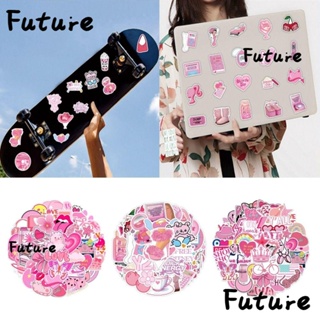 Future สติกเกอร์ ลายการ์ตูนกราฟฟิตี้น่ารัก กันน้ํา สีชมพู สําหรับตกแต่งขวดเครื่องดื่ม กระเป๋าเดินทาง DIY