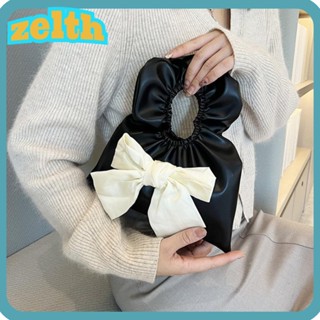 Zelth กระเป๋าหนัง PU ประดับโบว์ แบบพกพา ขนาดเล็ก สําหรับผู้หญิง