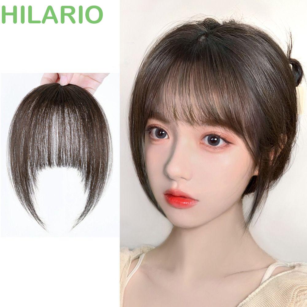 Hilario วิกผมหน้าม้าสังเคราะห์ สีน้ําตาล ธรรมชาติ เครื่องประดับผม ผมปลอม ผมหน้าม้าตรง สําหรับงานปาร์ตี้
