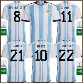 เสื้อกีฬาแขนสั้น ลายทีมชาติฟุตบอล Messi Di Maria Martinez Dybala NS2 22-23 World Cup Argentina ชุดเหย้า SN2