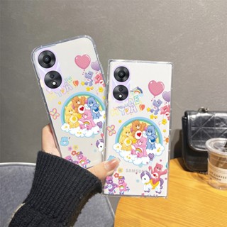 พร้อมส่ง เคสโทรศัพท์มือถือ ซิลิโคนนิ่ม TPU ใส บางมาก กันกระแทก ลายการ์ตูนหมีสายรุ้ง สร้างสรรค์ สําหรับ OPPO A38 OppoA38 4G