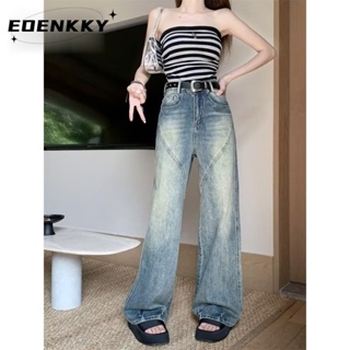 EOENKKY กางเกงขายาว กางเกงยีสน์ผู้หญิง ทรงหลวม ๆ ตรง Retro Hip Hop Pants 2023 NEW Style WNK2390T81 37Z230912