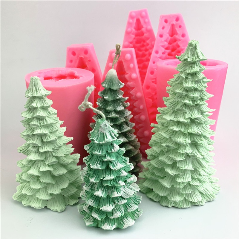 แม่พิมพ์ซิลิโคน รูปต้นคริสต์มาส 3D สําหรับทําช็อคโกแลต ขนมหวาน ฟองดองท์ ตกแต่งเค้ก