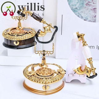 Willis กล่องดนตรีโทรศัพท์ ABS สไตล์คลาสสิก หรูหรา ของขวัญวันเกิด สําหรับตั้งโต๊ะ