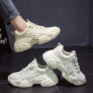 รองเท้านักเรียน หนัง PU ส้นแบน หัวมน ปากลึก ผูกเชือก ขนาดเล็ก สีขาว สําหรับผู้หญิง 2A3Z