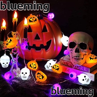 Blueming2 สายไฟหิ่งห้อย LED รูปฟักทอง ผีตาสองด้าน ใช้แบตเตอรี่ 1.5 เมตร แบบพกพา สําหรับตกแต่งปาร์ตี้ฮาโลวีน อีสเตอร์