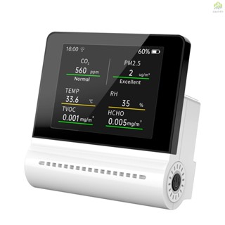 Noyafa JSM16 5-in-1 เครื่องวัดอุณหภูมิ ความชื้น ความชื้น แบบชาร์จได้ PM2.5 CO2 HCHO TVOC