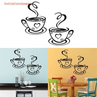 [Initiationdawn] สติกเกอร์ไวนิล ลายถ้วยกาแฟ ชา กาแฟ สําหรับตกแต่งห้องครัว ผับ ร้านอาหาร