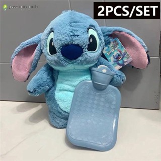 ขวดน้ําร้อน ผ้ากํามะหยี่ขนนิ่ม ขนาดใหญ่ ลายการ์ตูน Lilo &amp; Stitch เหมาะกับของขวัญฤดูหนาว สําหรับเด็กผู้หญิง