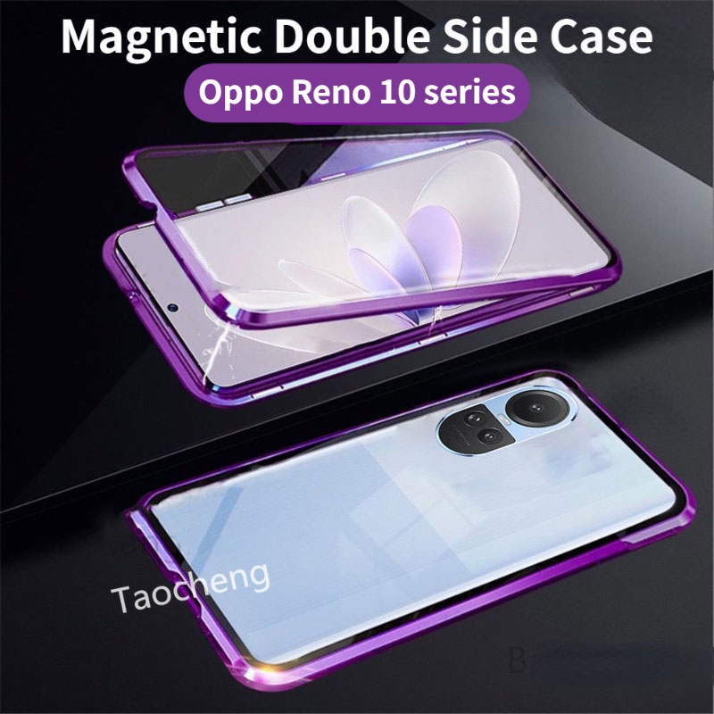 เคสโทรศัพท์มือถือกระจกนิรภัย แบบฝาพับ สองด้าน หรูหรา สําหรับ Oppo Reno 11 10 F Pro + Reno10Pro+ Reno