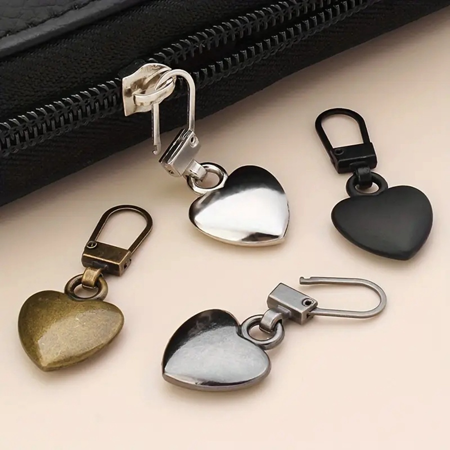 5 ชิ้น รูปหัวใจ โลหะ ซิปจับ ที่ถอดออกได้ ซิป ดึง ชุดซ่อมหัว สําหรับแตก หัวเข็มขัด กระเป๋าเดินทาง DIY เย็บผ้า หัตถกรรม
