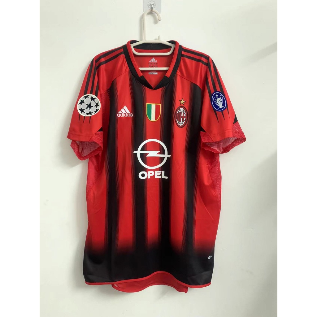 เสื้อเชิ้ตแขนสั้น ลายทีมชาติฟุตบอล Milan 2004-05 AC คุณภาพสูง สไตล์เรโทร คลาสสิก