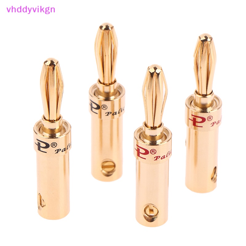 Vhdd อะแดปเตอร์ปลั๊กกล้วยเชื่อมต่อลําโพง ทองแดง ชุบทอง สําหรับเครื่องขยายเสียง 2 ชิ้น