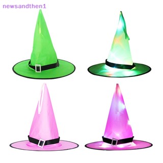 Newsandthen1 ไฟ LED หมวกแม่มด เครื่องแต่งกายคอสเพลย์ อุปกรณ์ประกอบฉาก กลางแจ้ง ต้นไม้ แขวนประดับ ตกแต่งปาร์ตี้ฮาโลวีน ดี